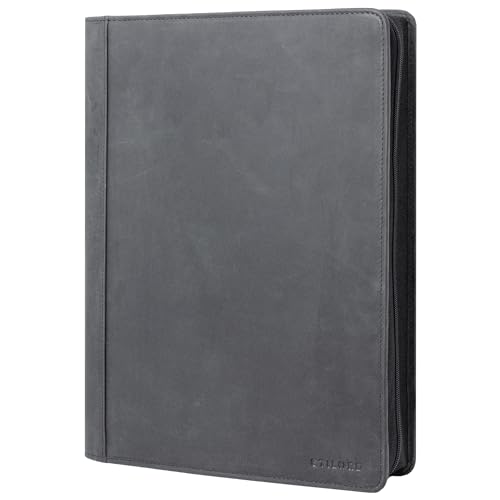 STILORD 'Gus' Dokumentenmappe A4 Leder Konferenzmappe mit Klemmbrett Vintage Echtleder Mappe Schreibmappe Ledermappe Groß Aktenmappe Breit für Arbeit Büro Business, Farbe:anthrazit von STILORD