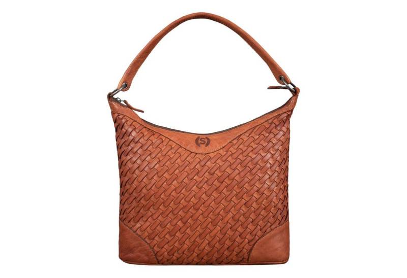 STILORD Handtasche "Chiara" Damentasche Leder Cognac geflochten von STILORD