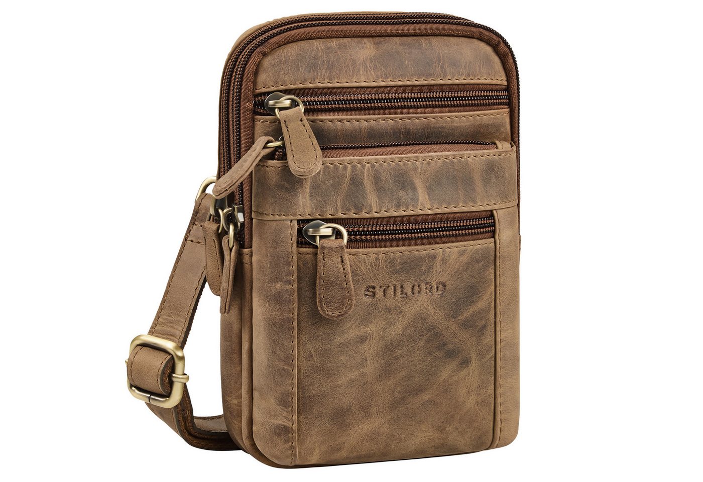 STILORD Handtasche "Tamo" 4-in-1 Herren Echtleder Umhänge, Gürtel, Karabiner, Brusttasche von STILORD