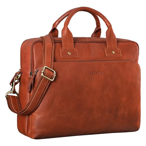 STILORD große Ledertasche Cognac - XL Aktentasche für Herren - Business-Tasche mit 15.6 Zoll Laptopfach - Vintage Umhängetasche 'Hector' von STILORD