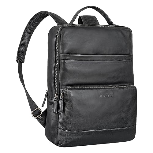 STILORD 'Henning' Lederrucksack Herren und Damen Rucksack mit Laptopfach 16 Zoll Rucksack mit vielen Fächern Herren Business Rucksack Damen, Farbe:schwarz von STILORD