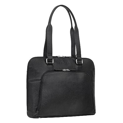 STILORD 'Hermione' Business-Tasche 13,3' Damen Leder Bürotasche Damen Aktentasche Frau Notebooktasche Frauen Echtleder Vintage, Farbe:schwarz von STILORD