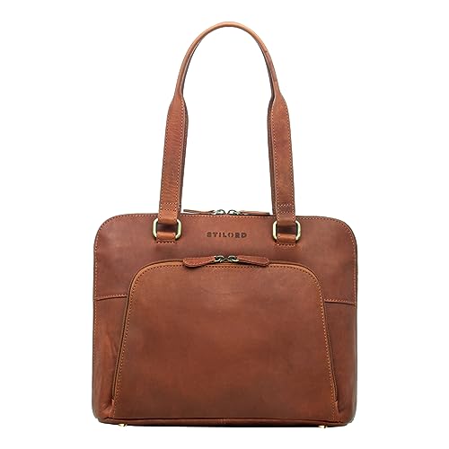 STILORD 'Hermione' Business-Tasche 13,3' Damen Leder Bürotasche Damen Aktentasche Frau Notebooktasche Frauen Echtleder Vintage, Farbe:Namibia - braun von STILORD