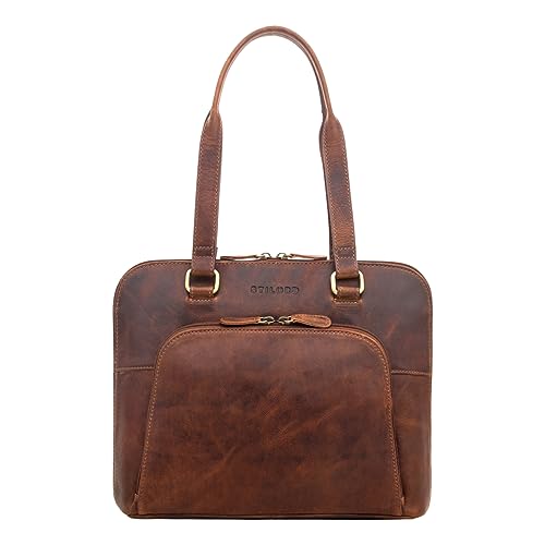 STILORD 'Hermione' Business-Tasche 13,3' Damen Leder Bürotasche Damen Aktentasche Frau Notebooktasche Frauen Echtleder Vintage, Farbe:prestige - braun von STILORD