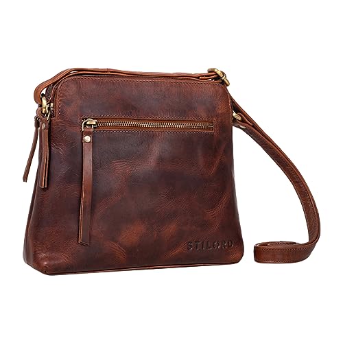 STILORD 'Hope' Handtasche Damen Echtleder Umhängetasche Klein Vintage Ledertasche Abendtasche Partytasche zum Ausgehen Freizeittasche Leder für Frauen, Farbe:porto - cognac von STILORD