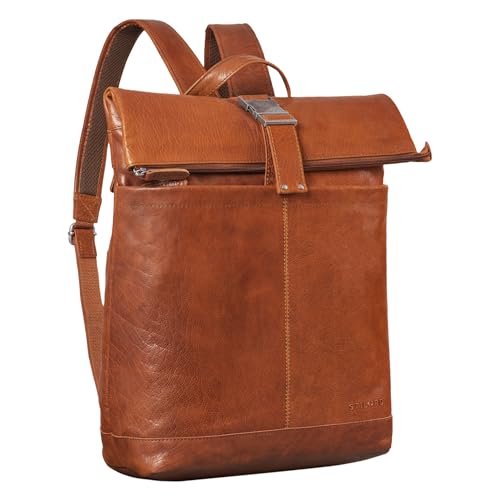 STILORD 'Hudson' Vintage Rolltop Rucksack Leder mit Laptopfach 13,3 Zoll, Fahrradrucksack Kurierrucksack für Damen und Herren, Farbe:maraska - braun von STILORD