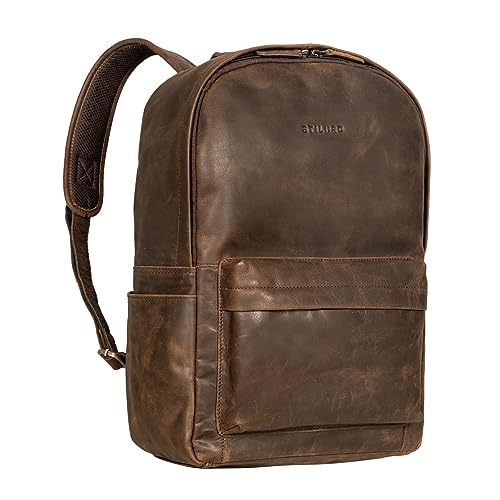 STILORD 'Arik' Leder Rucksack Herren und Damen Groß Laptoprucksack 16 Zoll Daypack Cityrucksack Leder Vintage Uni Rucksack Studenten, Farbe:Zamora - braun von STILORD