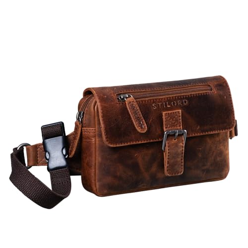 STILORD 'Ian' Gürteltasche Leder Herren Damen Vintage Hüfttasche Leder Große Bauchtasche für Sport Reisen Festival 8,4 Zoll Tablets Echtleder, Farbe:Zamora - braun von STILORD