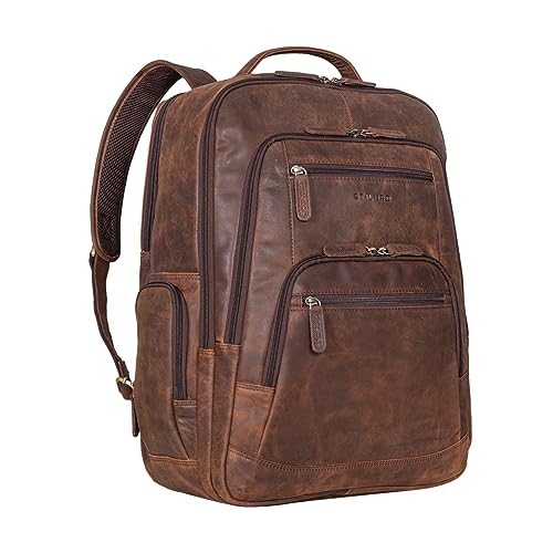 STILORD 'Igor' Lederrucksack Groß Damen und Herren Laptoprucksack 18 Zoll Leder Daypack Vintage Tagesrucksack Studenten Rucksack, Farbe:Zamora - braun von STILORD