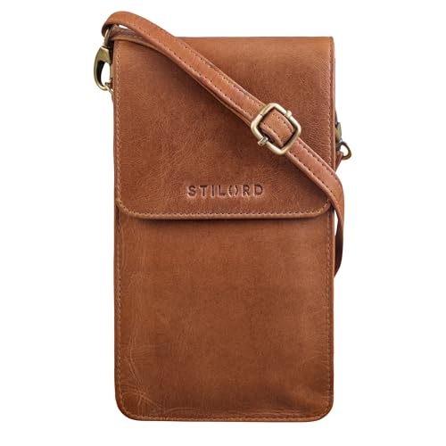 STILORD 'Imola' Handytasche Echtleder Vintage Umhängetasche Damen Herren Brustbeutel Leder Crossbody Bag, Farbe:mocca - dunkelbraun von STILORD