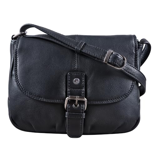 STILORD 'Iris' Leder Handtasche Damen klein Vintage Umhängetasche zum Ausgehen Klassische Abendtasche Partytasche Freizeittasche Echtleder, Farbe:schwarz von STILORD