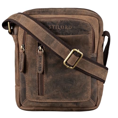 STILORD 'Jamie' Herren Ledertasche - Perfekt für Reisen & Alltag - Kleine Vintage Messenger Bag für 9.7 Zoll iPad - Moderne Schultertasche für Männer Echtleder, Farbe:calais - braun von STILORD