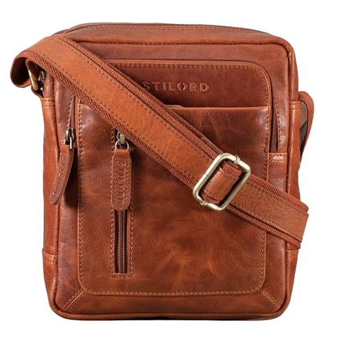 STILORD 'Jamie' Herren Ledertasche - Perfekt für Reisen & Alltag - Kleine Vintage Messenger Bag für 9.7 Zoll iPad - Moderne Schultertasche für Männer Echtleder, Farbe:maraska - braun von STILORD
