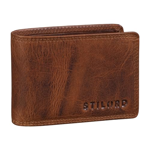 STILORD 'Jay' Mini Geldbörse Herren RFID Leder Brieftasche Vintage für Männer Kleiner Geldbeutel mit vielen Kartenfächern und NFC-Schutz in Geschenkbox, Farbe:Kara - Cognac von STILORD