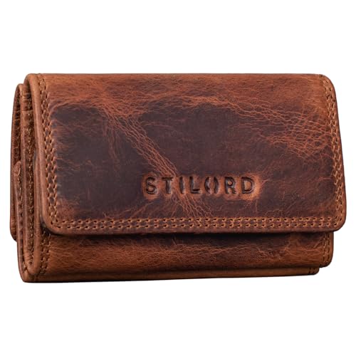 STILORD 'Jean' Schlüsseltasche Leder Groß Vintage Schlüsseletui mit Schlüsselringen Mini Kartenetui RFID Key Organizer Schlüsselmappe Echt Leder, Farbe:Kara - Cognac von STILORD