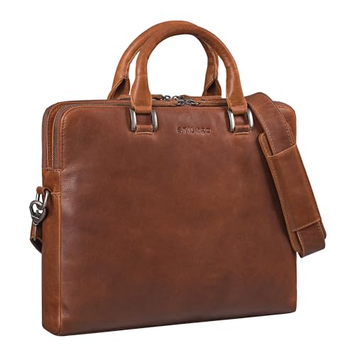 STILORD 'Jill' Vintage Businesstasche Leder Damen Aktentasche Echtleder Laptoptasche 15,6 Zoll elegant Handtasche Laptop Tasche für Arbeit Büro Uni, Farbe:sila - braun von STILORD