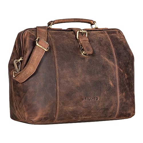 STILORD 'Johannes' Vintage Arzttasche Leder Arztkoffer Retro Reise Tasche Hausbesuch Doktortasche Leder-Tasche mit Steckschloss Antik von STILORD