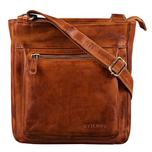 STILORD 'Kaja' Vintage Ledertasche Damen Umhängetasche Handtasche Crossbody Bag Elegante Schultertasche Tasche für iPad 9.7 Zoll DIN A5 Echt Leder, Farbe:larino - braun von STILORD