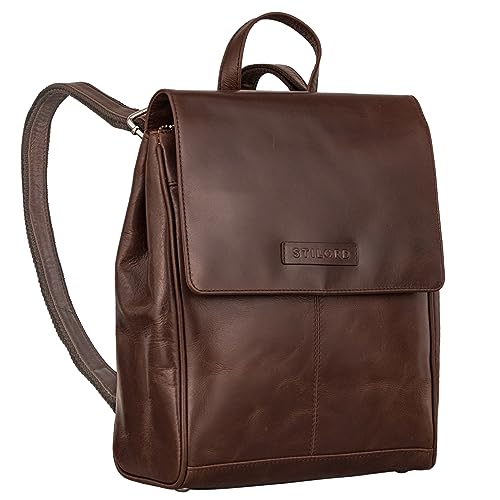 STILORD 'Karla' Eleganter Rucksack Leder Damen Klein Cityrucksack Moderner Tagesrucksack Damen für Büro Freizeit Backpack Vintage Echtleder, Farbe:sonora - cognac von STILORD