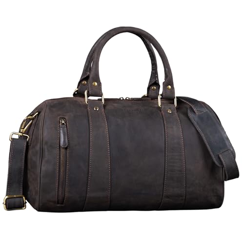 STILORD 'Keanu' Leder Weekender Herren kleine Vintage Reisetasche zum Umhängen Handgepäck Reisegepäck in Kabinengröße echtes Rindsleder, Farbe:dunkel - braun von STILORD