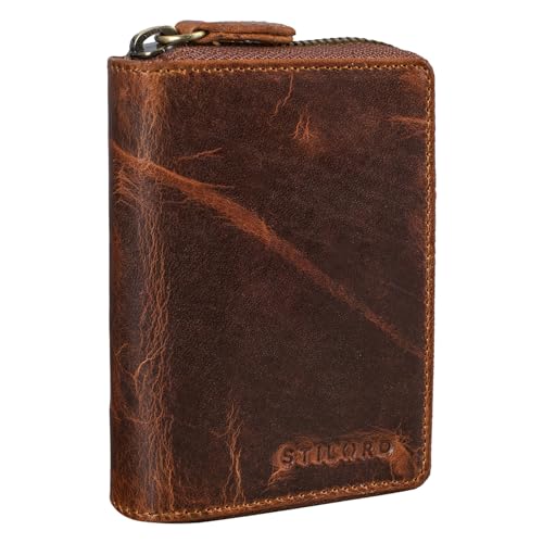 STILORD 'Kelsie' 3-in-1 Leder Schlüsseltasche Mini Geldbörse und Karten-Etui Vintage Schlüsseletui mit Kartenfach und Geldfach Echtleder, Farbe:Kara - Cognac von STILORD