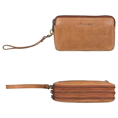 STILORD 'Kenneth' Männerhandtasche Leder klein Vintage Reiseorganizer XXL Handgelenktasche Herren Handtasche klein, Farbe:taranto - braun von STILORD