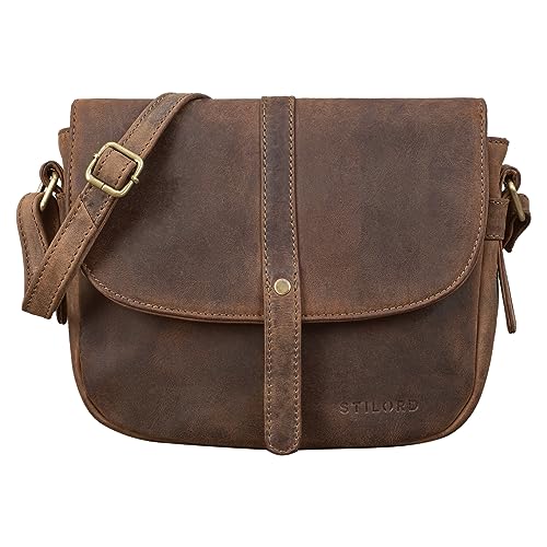 STILORD 'Kira' Umhängetasche Frauen Leder Vintage kleine Handtasche zum Ausgehen Klassische Abendtasche Partytasche Freizeittasche Echtleder, Farbe:Calais - braun von STILORD