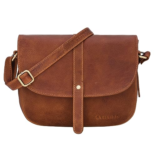 STILORD 'Kira' Umhängetasche Frauen Leder Vintage kleine Handtasche zum Ausgehen klassische Abendtasche Partytasche Freizeittasche Echtleder, Farbe:arona - braun von STILORD
