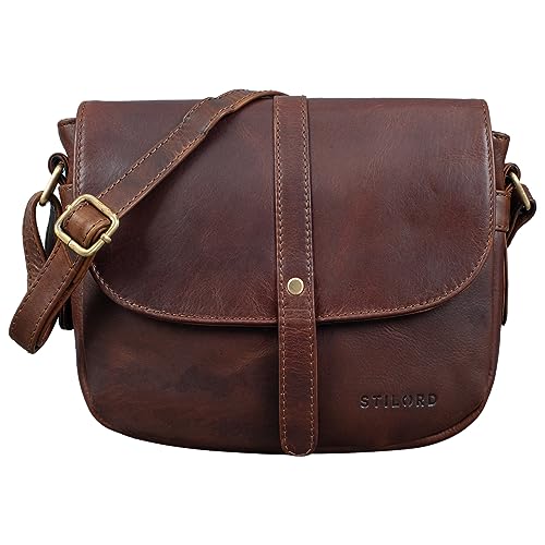 STILORD 'Kira' Umhängetasche Frauen Leder Vintage kleine Handtasche zum Ausgehen klassische Abendtasche Partytasche Freizeittasche Echtleder, Farbe:florida - braun von STILORD