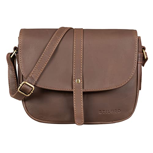 STILORD 'Kira' Umhängetasche Frauen Leder Vintage kleine Handtasche zum Ausgehen klassische Abendtasche Partytasche Freizeittasche Echtleder, Farbe:havanna - braun von STILORD