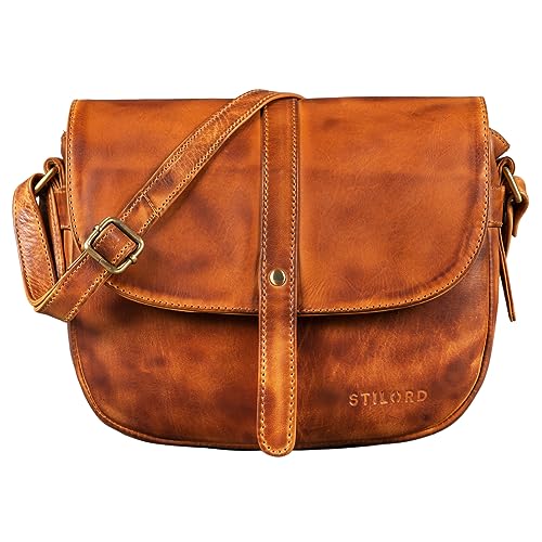 STILORD 'Kira' Umhängetasche Frauen Leder Vintage kleine Handtasche zum Ausgehen klassische Abendtasche Partytasche Freizeittasche Echtleder, Farbe:larino - braun von STILORD