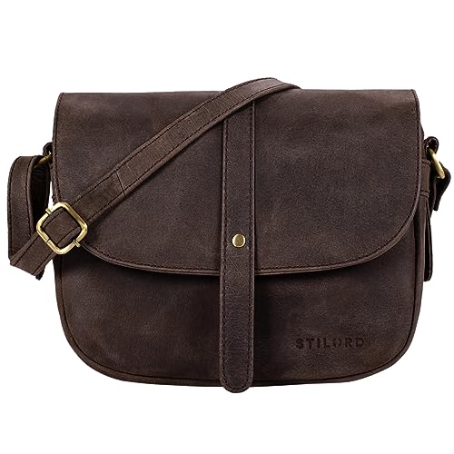 STILORD 'Kira' Umhängetasche Frauen Leder Vintage kleine Handtasche zum Ausgehen klassische Abendtasche Partytasche Freizeittasche Echtleder, Farbe:muskat - braun von STILORD