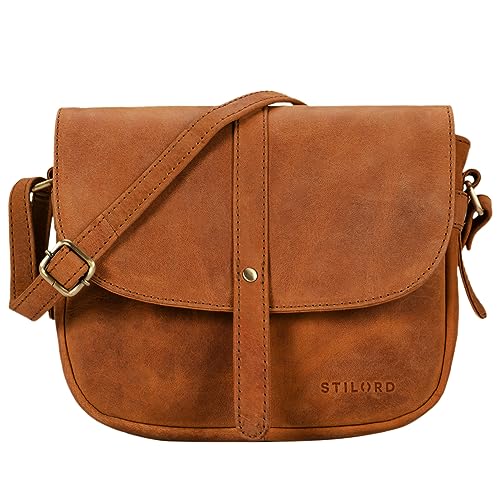 STILORD 'Kira' Umhängetasche Frauen Leder Vintage kleine Handtasche zum Ausgehen klassische Abendtasche Partytasche Freizeittasche Echtleder, Farbe:sand - braun von STILORD