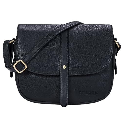 STILORD 'Kira' Umhängetasche Frauen Leder Vintage kleine Handtasche zum Ausgehen Klassische Abendtasche Partytasche Freizeittasche Echtleder, Farbe:schwarz von STILORD