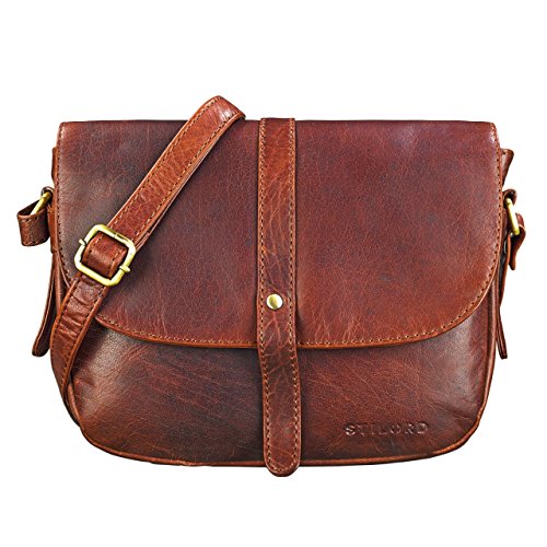 STILORD 'Kira' Umhängetasche Frauen Leder Vintage kleine Handtasche zum Ausgehen klassische Abendtasche Partytasche Freizeittasche Echtleder, Farbe:siena - braun von STILORD