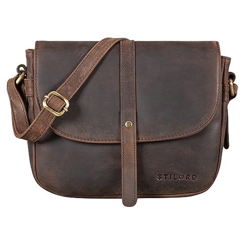 STILORD 'Kira' Umhängetasche Frauen Leder Vintage kleine Handtasche zum Ausgehen klassische Abendtasche Partytasche Freizeittasche Echtleder, Farbe:zamora - braun von STILORD