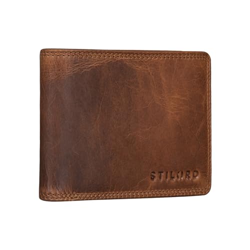 STILORD 'Kirk' Ledergeldbörse Männer RFID Portemonnaie Herren Brieftasche mit vielen Kartenfächern und Ausweisfach Slim Wallet Vintage Leder, Farbe:Kara - Cognac von STILORD