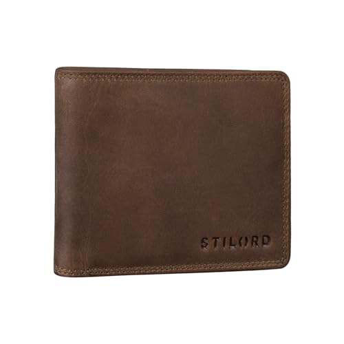 STILORD 'Kirk' Ledergeldbörse Männer RFID Portemonnaie Herren Brieftasche mit vielen Kartenfächern und Ausweisfach Slim Wallet Vintage Leder, Farbe:mittel - braun von STILORD