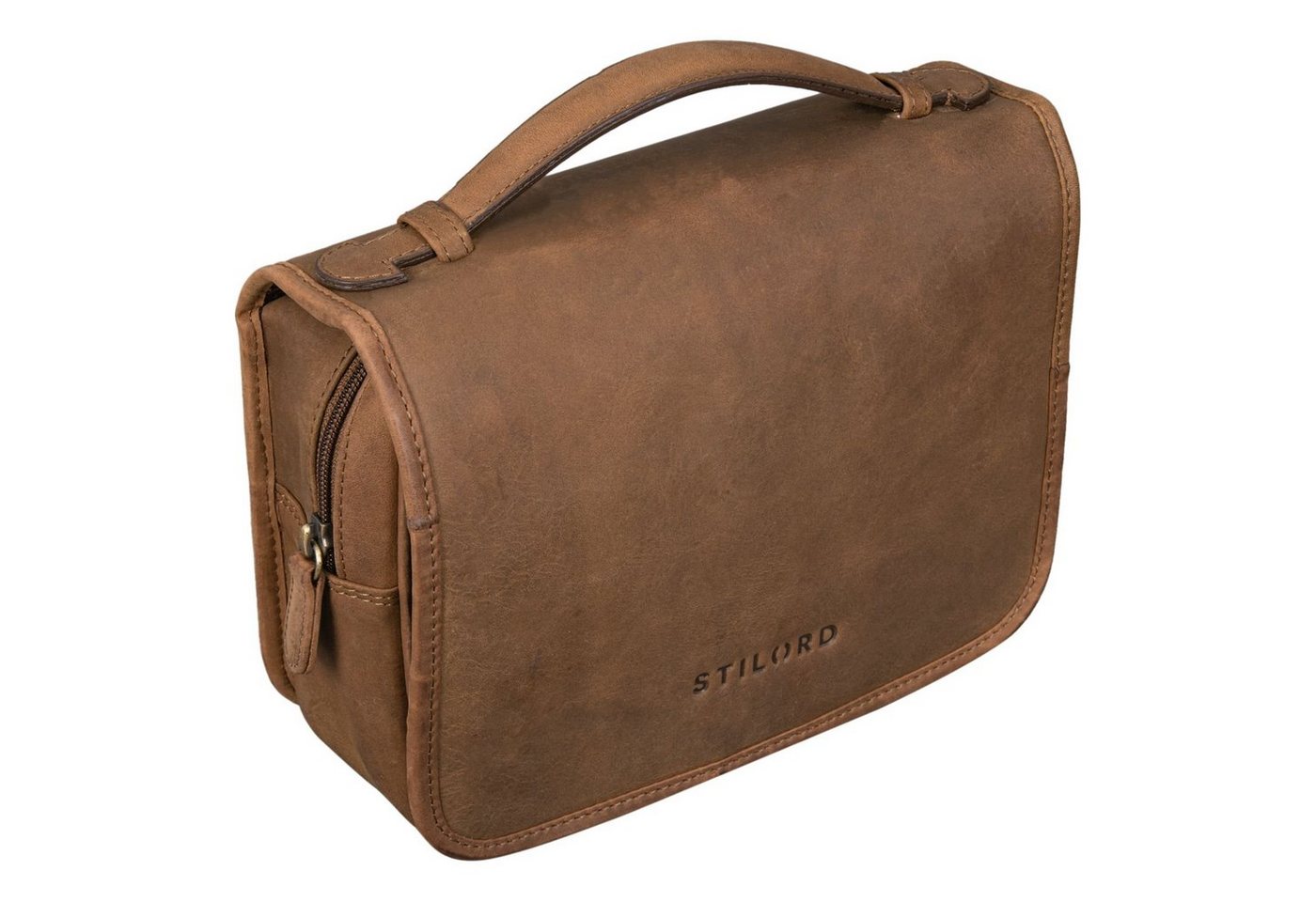 STILORD Kulturbeutel "Arlo" Kulturtasche Leder zum Aufhängen mit Henkel und Ring Unisex von STILORD