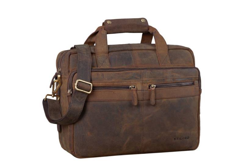 STILORD Laptoptasche "Explorer" Lehrertasche Leder Herren Damen 10 Fächer von STILORD