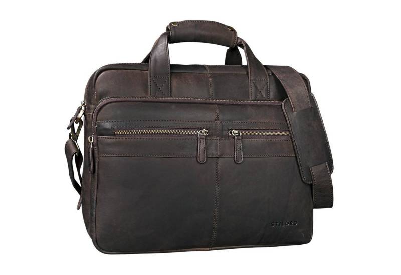 STILORD Laptoptasche "Explorer" Lehrertasche Leder Herren Damen 10 Fächer von STILORD
