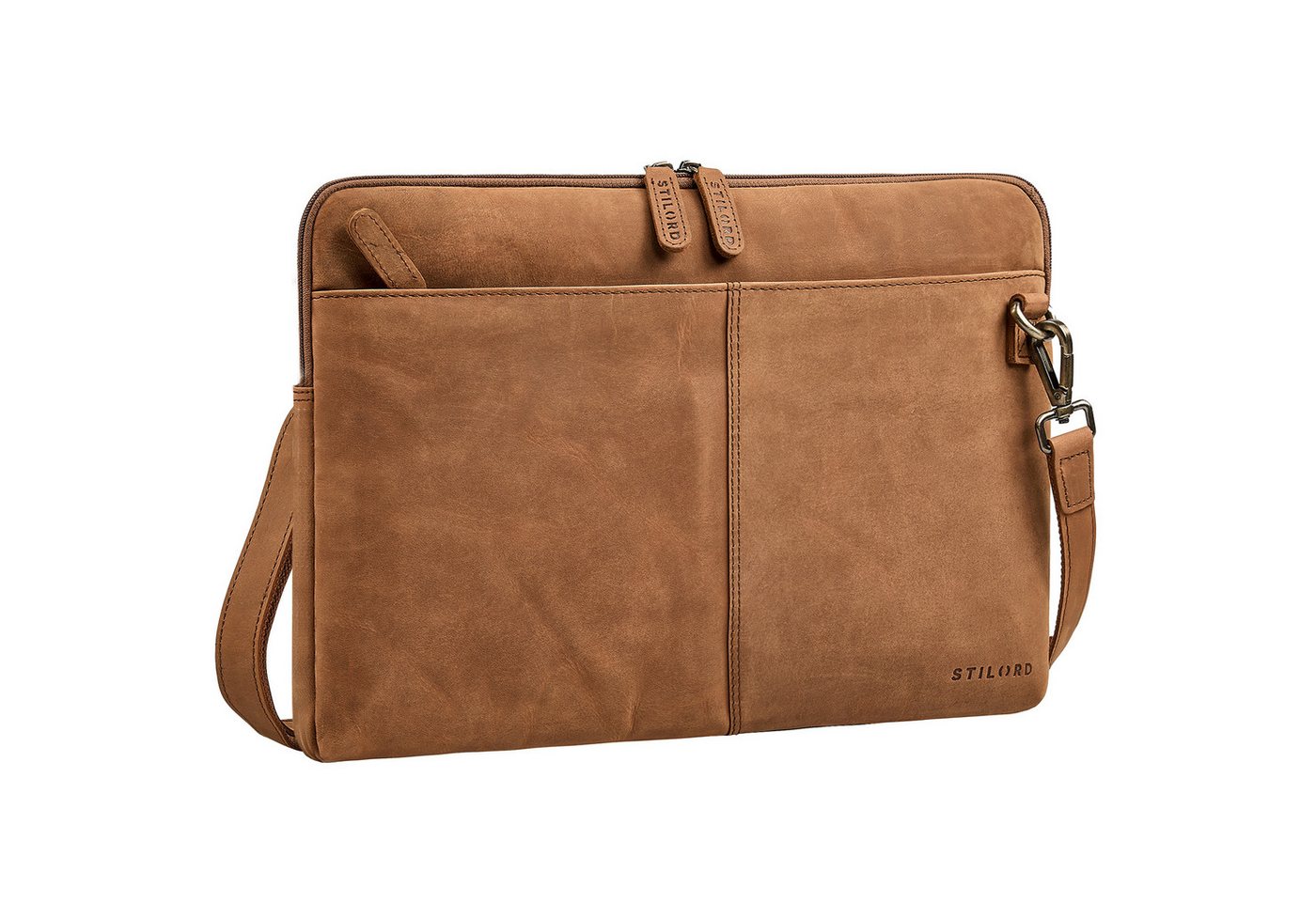 STILORD Laptoptasche "Graham" Schmale Echtleder Laptoptasche 15.6 Zoll mit abnehmbaren Gurt von STILORD