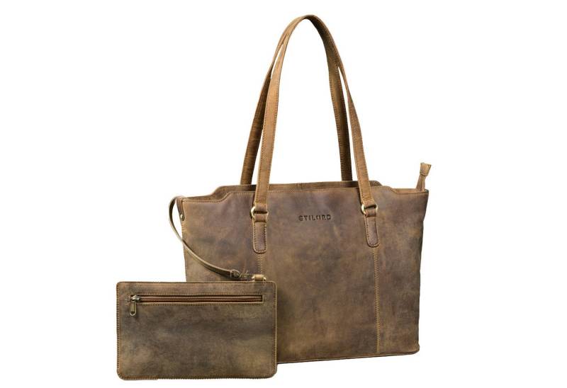 STILORD Laptoptasche "Livia" Leder Shopper Tasche Damen Groß 2-teiliges Set mit Clutch von STILORD