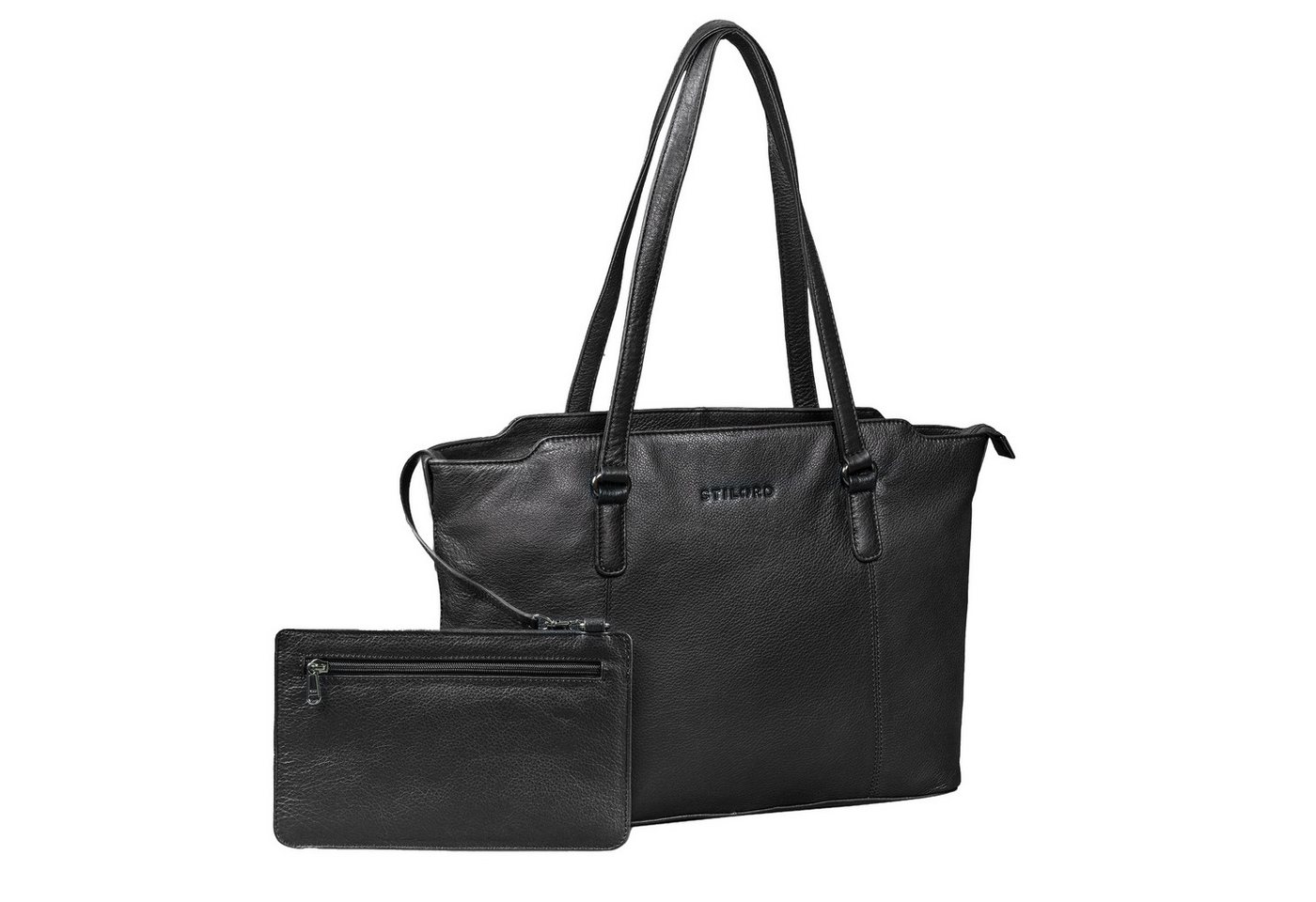 STILORD Laptoptasche "Livia" Leder Shopper Tasche Damen Groß 2-teiliges Set mit Clutch von STILORD