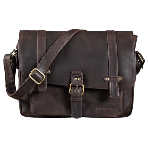 STILORD 'Lara' Vintage Umhängetasche Damen klein Leder Handtasche zum Ausgehen Party Freizeit Umhängetasche Schultertasche 10.1 Zoll Tablettasche echtes Leder, Farbe:Muskat - braun von STILORD