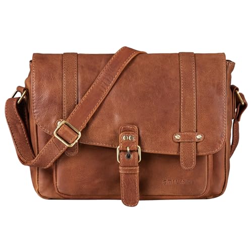 STILORD 'Lara' Vintage Umhängetasche Damen klein Leder Handtasche zum Ausgehen Party Freizeit Umhängetasche Schultertasche 10.1 Zoll Tablettasche echtes Leder, Farbe:arona - braun von STILORD