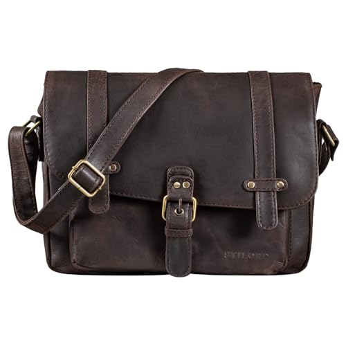 STILORD 'Lara' Vintage Umhängetasche Damen klein Leder Handtasche zum Ausgehen Party Freizeit Umhängetasche Schultertasche 10.1 Zoll Tablettasche echtes Leder, Farbe:muskat - braun von STILORD
