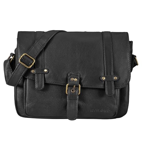 STILORD 'Lara' Vintage Umhängetasche Damen klein Leder Handtasche zum Ausgehen Party Freizeit Umhängetasche Schultertasche 10.1 Zoll Tablettasche echtes Leder, Farbe:schwarz von STILORD