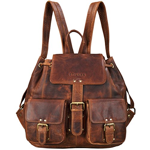 STILORD 'Larissa' Großer Echt Leder Rucksack im Vintage Look - Stilsicher Unterwegs Sein, Farbe:kara - cognac von STILORD