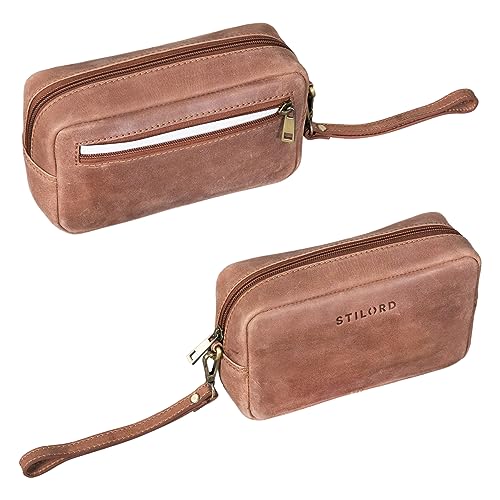 STILORD 'Larkin' Herren Handgelenktasche Leder Organizer kleine Ledertasche Herren Tasche XXL Reisegeldbeutel Männerhandtasche, Farbe:messina - braun von STILORD